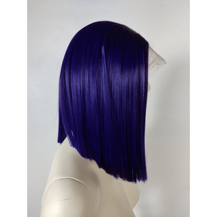 Peruka lace front fioletowa ciemny fiolet Raven cosplay long bob LF010