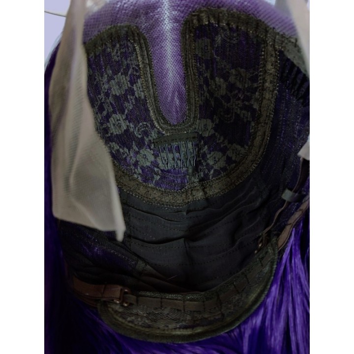 Peruka lace front fioletowa ciemny fiolet Raven cosplay long bob LF010