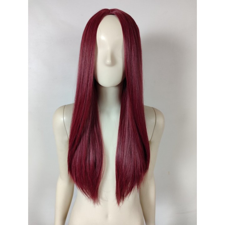 Peruka bez grzywki bordowa ciemnoczerwona prosta cosplay PK095