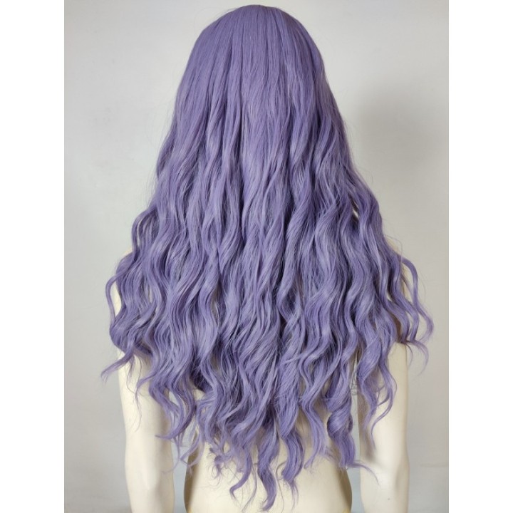 Peruka fale pastelowy fiolet z grzywką loki fioletowa pastel goth PK131