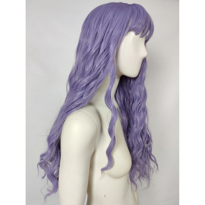 Peruka fale pastelowy fiolet z grzywką loki fioletowa pastel goth PK131