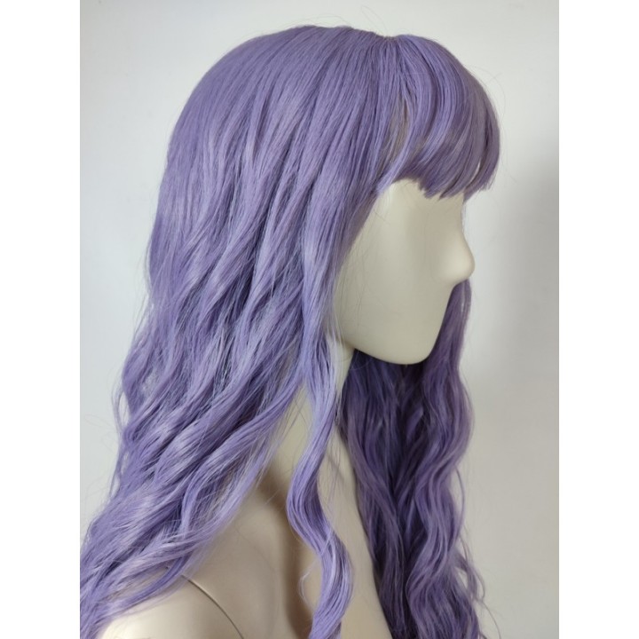 Peruka fale pastelowy fiolet z grzywką loki fioletowa pastel goth PK131
