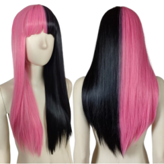 Peruka czarno różowa z prostą grzywką Draculaura cosplay Monster High PK108