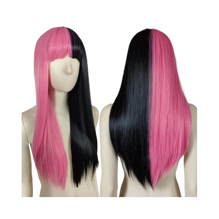 Peruka czarno różowa z prostą grzywką Draculaura cosplay Monster High PK108