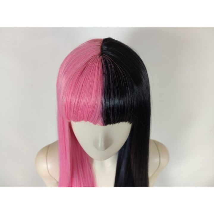 Peruka czarno różowa z prostą grzywką Draculaura cosplay Monster High PK108