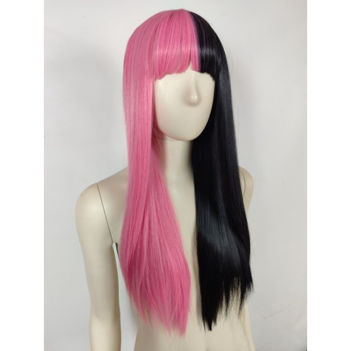 Peruka czarno różowa z prostą grzywką Draculaura cosplay Monster High PK108