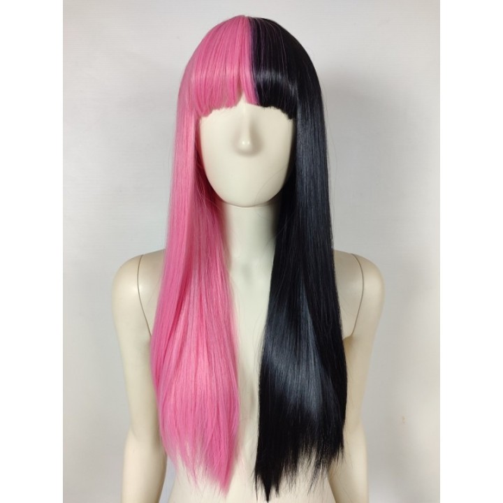 Peruka czarno różowa z prostą grzywką Draculaura cosplay Monster High PK108