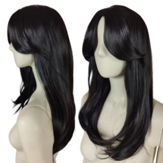 Peruka hebanowy ciemny brąz side bangs gęsta PK143