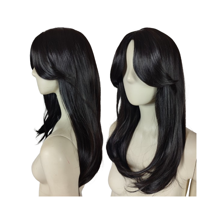 Peruka hebanowy ciemny brąz side bangs gęsta PK143