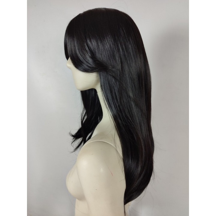 Peruka hebanowy ciemny brąz side bangs gęsta PK143