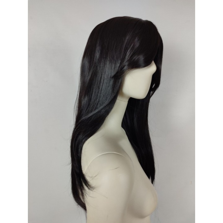 Peruka hebanowy ciemny brąz side bangs gęsta PK143