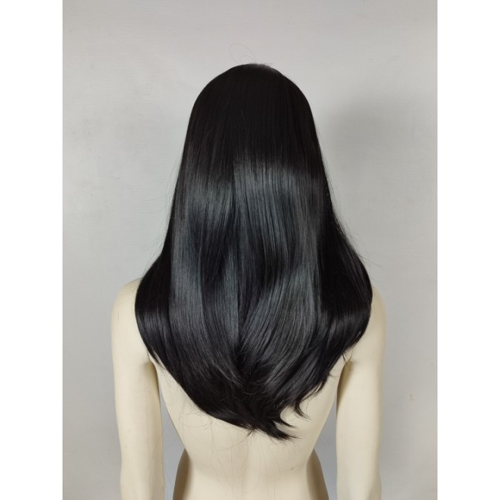 Peruka hebanowy ciemny brąz side bangs gęsta PK143