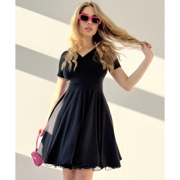 Sukienka pin up mała czarna rozkloszowana nu goth MONA