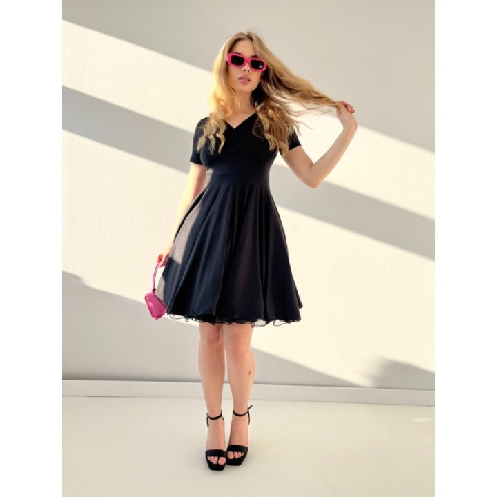 Sukienka pin up mała czarna rozkloszowana nu goth MONA