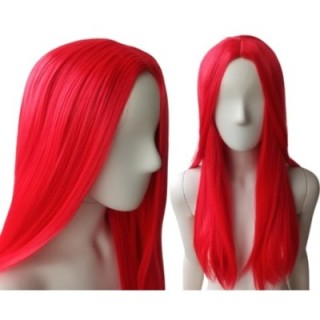 Peruka czerwona bez grzywki koronkowy czepek długa PK014