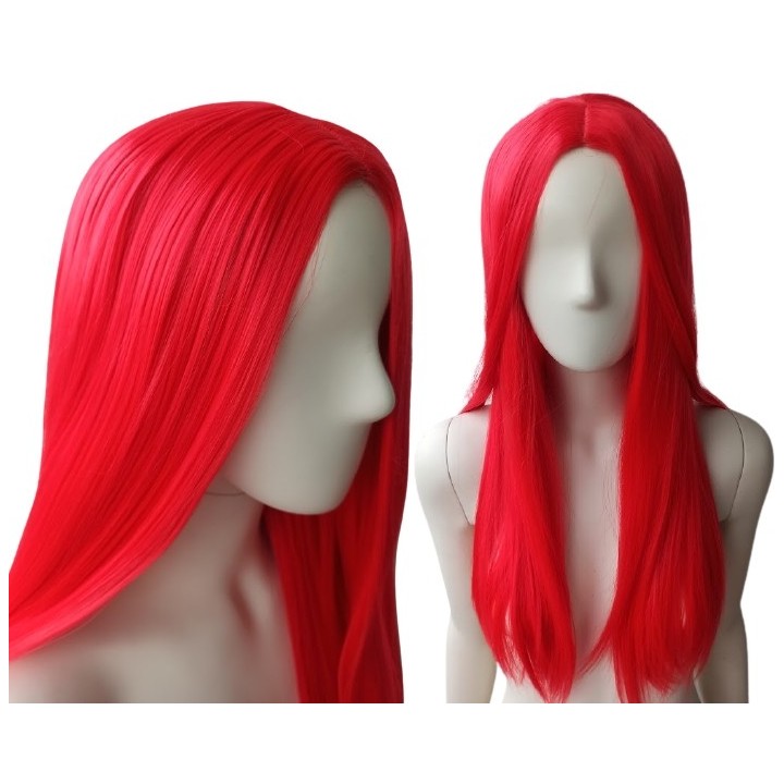 Peruka czerwona bez grzywki koronkowy czepek długa PK014