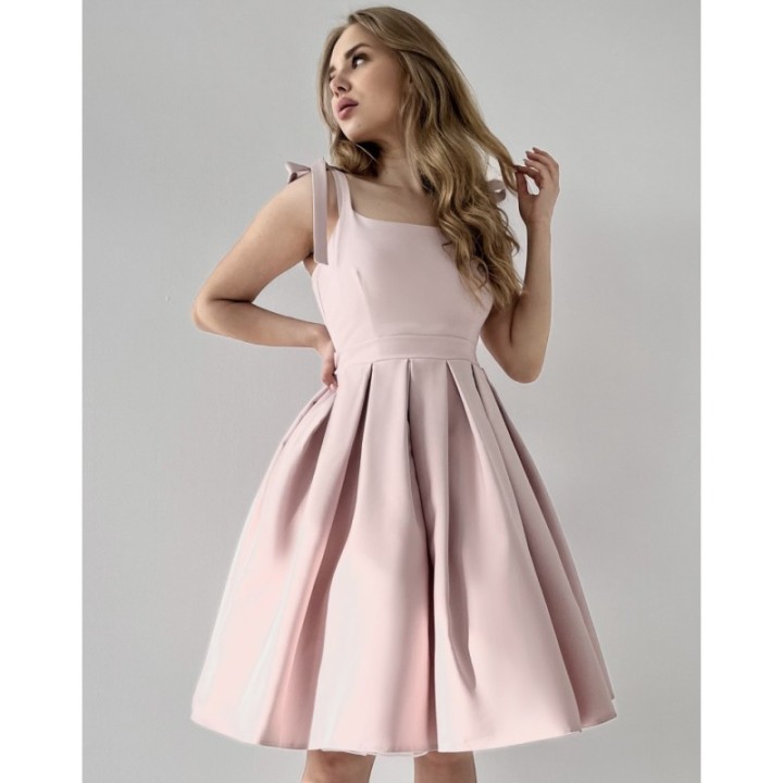 Sukienka pin up pudrowa różowa na wesele rozkloszowana BARBIE