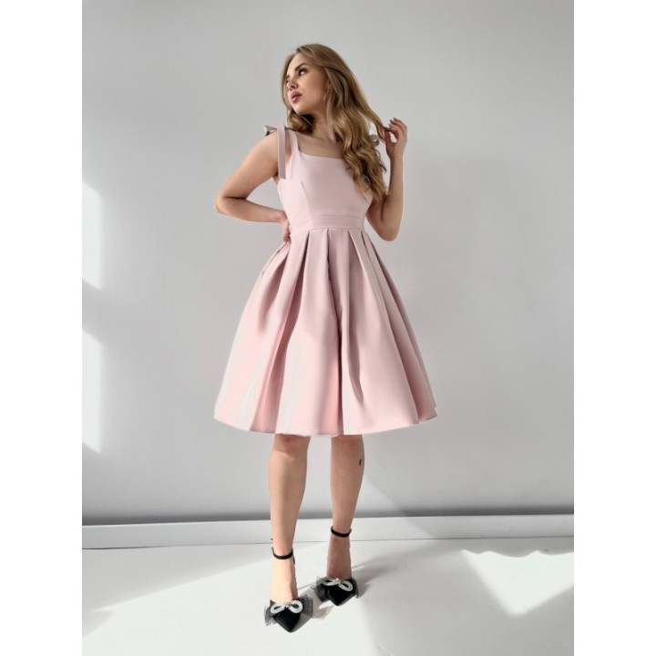 Sukienka pin up pudrowa różowa na wesele rozkloszowana BARBIE