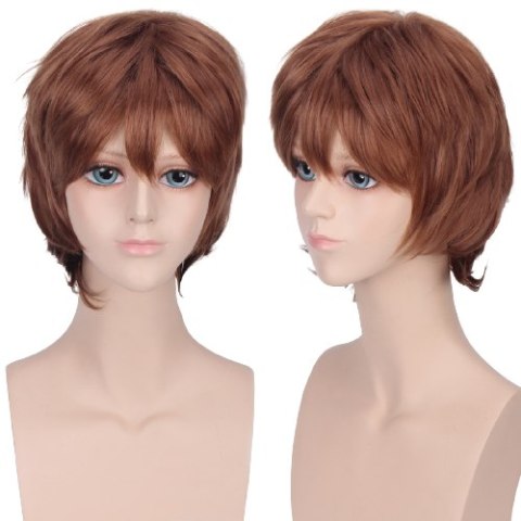 Męska peruka krótka brązowa cosplay anime PK019