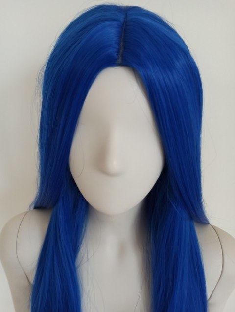 Peruka bez grzywki niebieska długa cosplay gęsta PK030