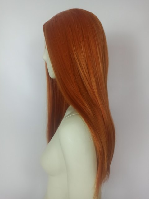 Peruka bez grzywki ruda pomarańczowa cosplay długa PK093