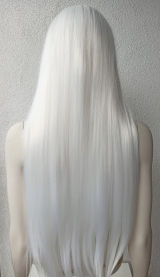 Peruka biała długa z grzywką cosplay termoodporna PK010