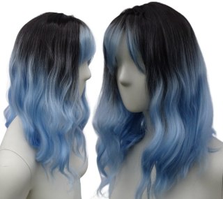 Peruka błękitna OMBRE fale loki nu goth niebieska PK073