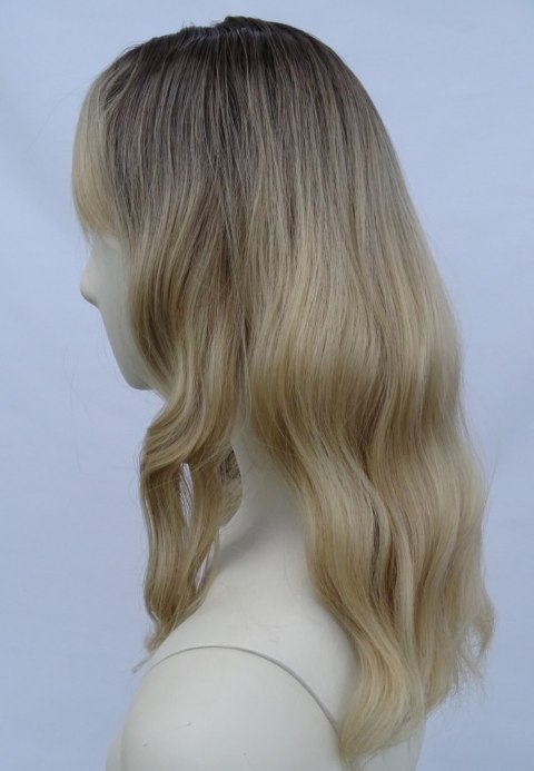 Peruka blond fale do ramion ombre sombre z grzywką PK076