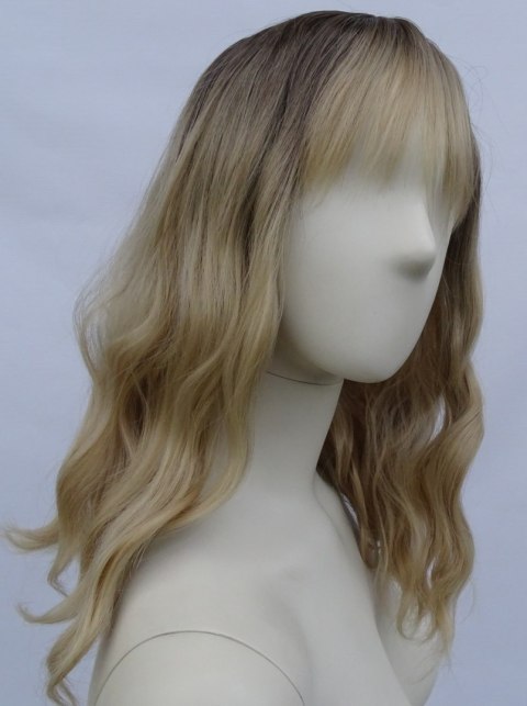 Peruka blond fale do ramion ombre sombre z grzywką PK076