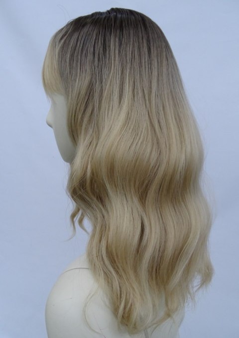 Peruka blond fale do ramion ombre sombre z grzywką PK076