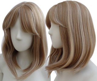 Peruka bob grzywka naturalny ciemny blond pasemka PK141