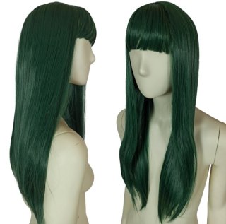 Peruka ciemnozielona z prosą grzywką zielona Tsuyu Asui cosplay PK103