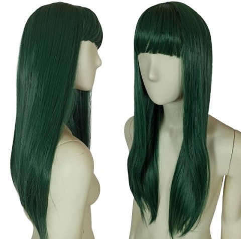 Peruka ciemnozielona z prosą grzywką zielona Tsuyu Asui cosplay PK103