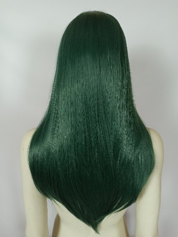 Peruka ciemnozielona z prosą grzywką zielona Tsuyu Asui cosplay PK103