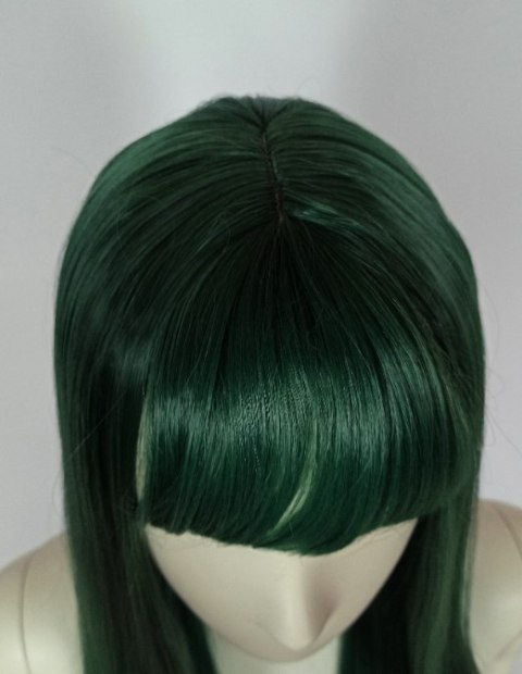 Peruka ciemnozielona z prosą grzywką zielona Tsuyu Asui cosplay PK103