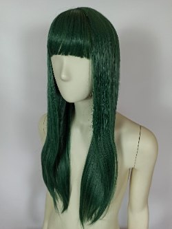 Peruka ciemnozielona z prosą grzywką zielona Tsuyu Asui cosplay PK103
