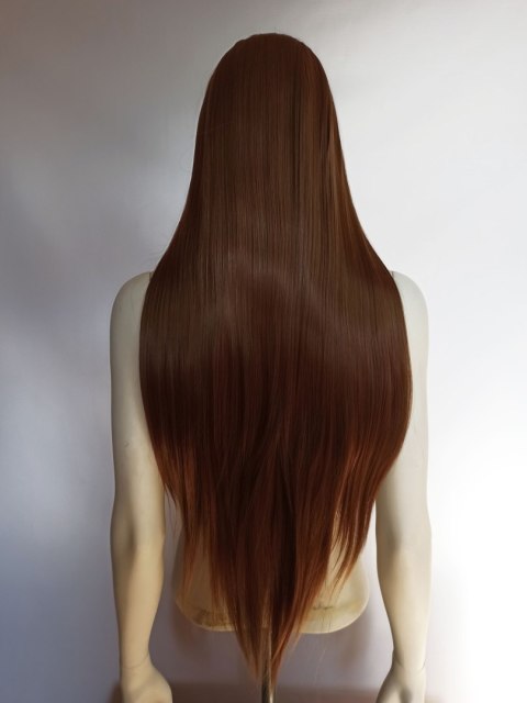 Peruka długa LACE FRONT ciepły złoty brąz brązowa LF008