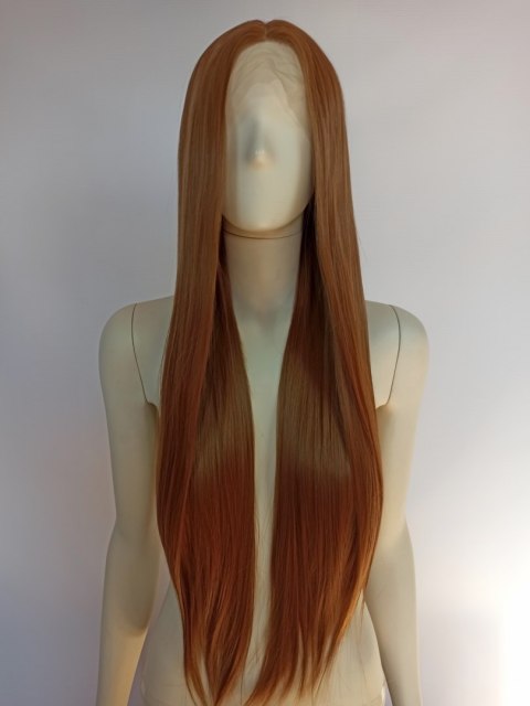 Peruka długa LACE FRONT ciepły złoty brąz brązowa LF008