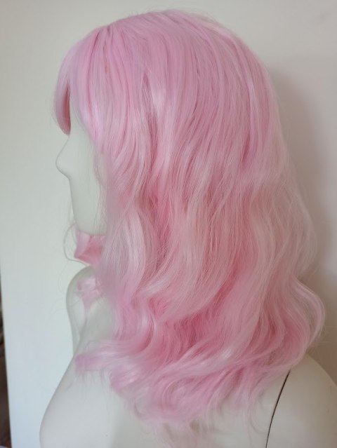 Peruka do ramion pastelowy róż pastel goth różowa PK078