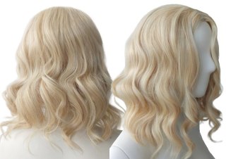 Peruka jasny blond fale do ramion bez grzywki PK002