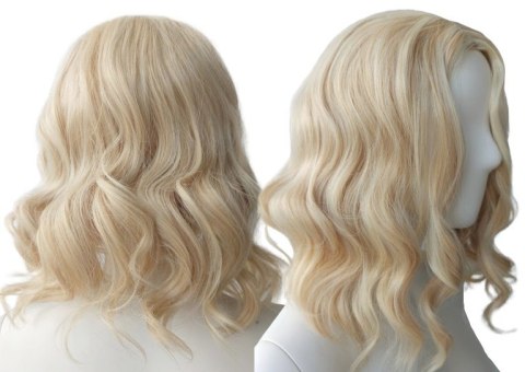 Peruka jasny blond fale do ramion bez grzywki PK002
