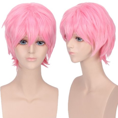 Peruka krótka różowa pastelowy róż anime cosplay PK048