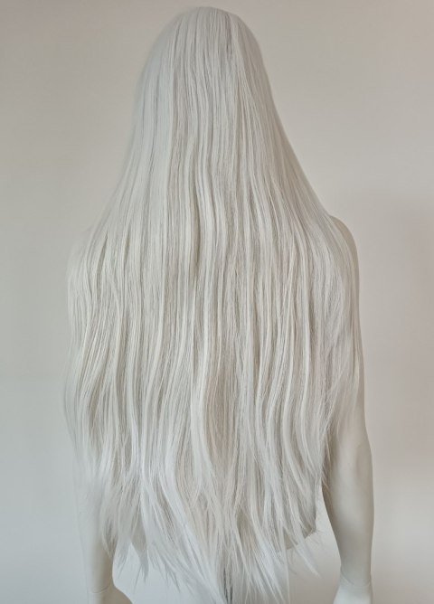Peruka lace front biała długa bez grzywki cosplay LF002