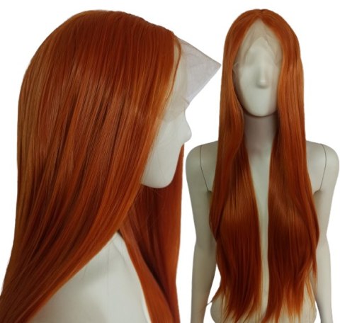 Peruka lace front ruda długa pomarańczowa LF007