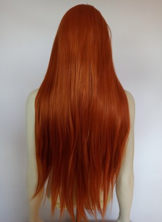 Peruka lace front ruda długa pomarańczowa LF007