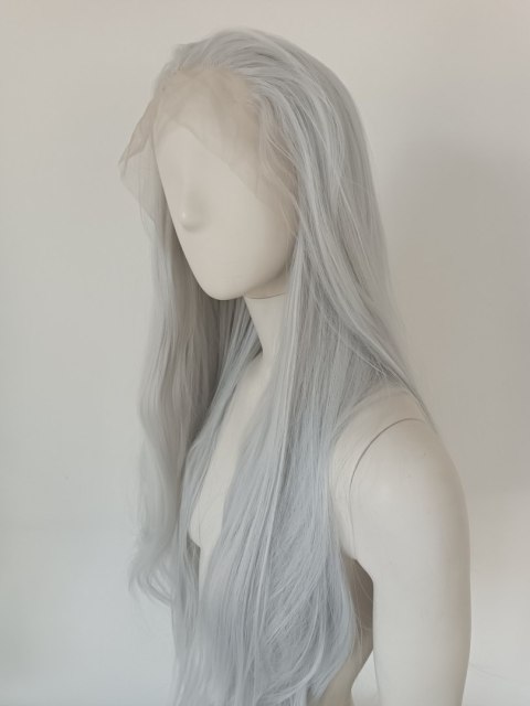 Peruka lace front szara siwa cosplay Wiedźmin Ciri LF005