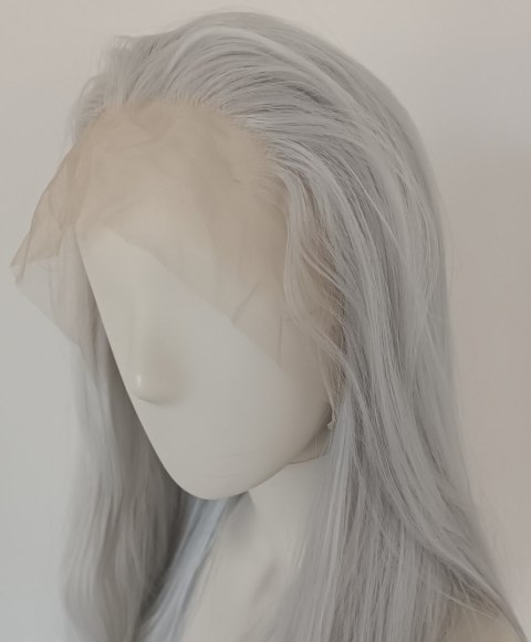 Peruka lace front szara siwa cosplay Wiedźmin Ciri LF005