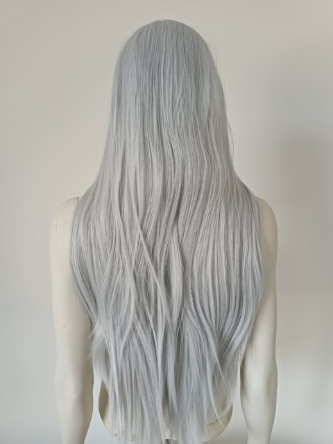 Peruka lace front szara siwa cosplay Wiedźmin Ciri LF005