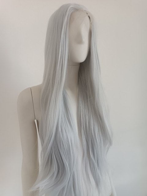 Peruka lace front szara siwa cosplay Wiedźmin Ciri LF005