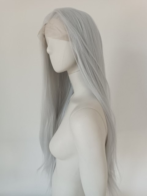 Peruka lace front szara siwa cosplay Wiedźmin Ciri LF005